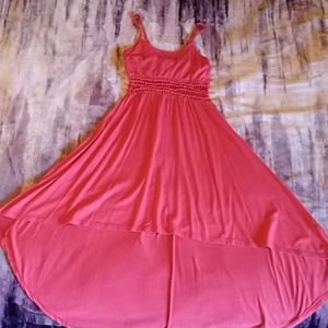 Coral high low sundress